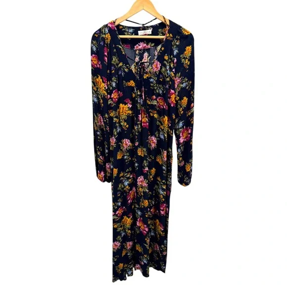 Natural Life Rowan Side Slit Midi Dress Floral Print Boho Cottagecore Whimsy XL - Picture 4 of 8